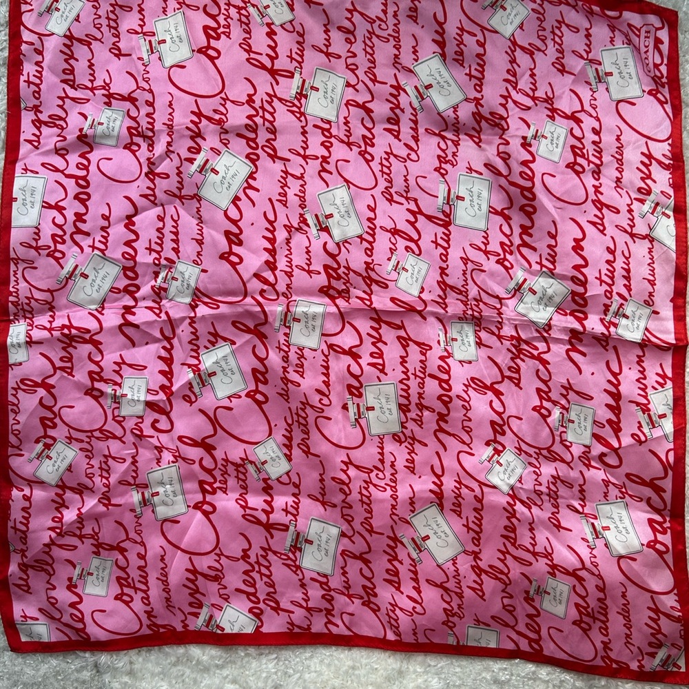 Vintage Coach Red and Pink Perfume Print Fabric